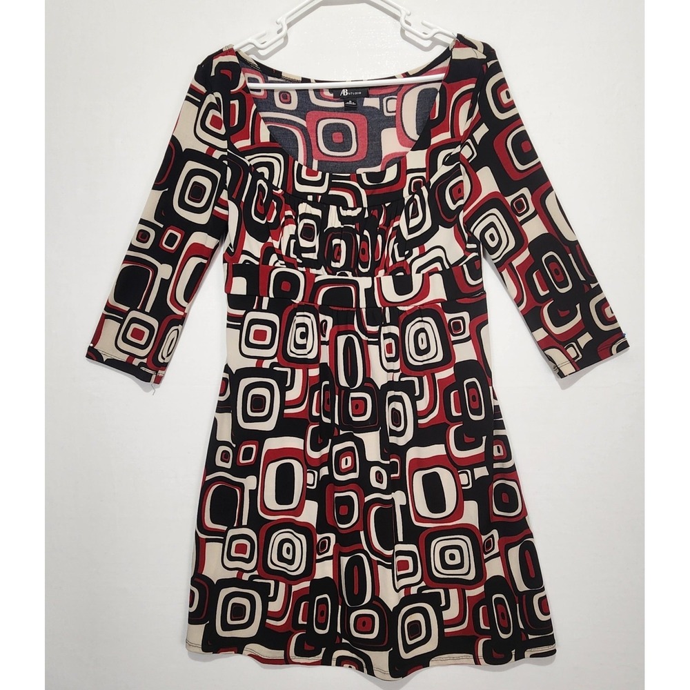 AB Studio Women's Y2K Hippie Multicolor Dress Black/Red Size M